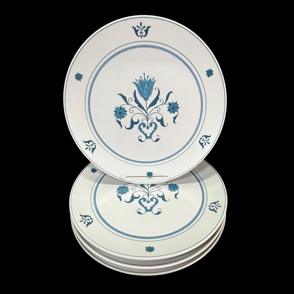 Noritake Blue Haven Dinner Plate 10 3/8" Blue Floral Vintage Set of 4